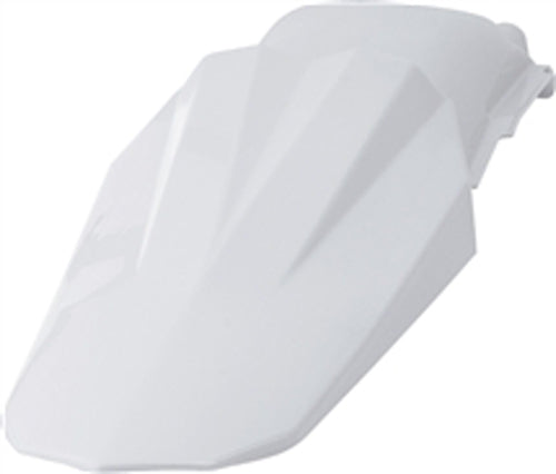 Polisport Plastics rear fender in white for motorcycles, model 64-69050, with a close-up view of the plastic construction.