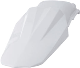 Polisport Plastics rear fender in white for motorcycles, model 64-69050, with a close-up view of the plastic construction.