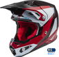 Fly Racing Formula Carbon Prime helmet in red, white, and red with carbon accents, XL size, designed for motorcycle riding.