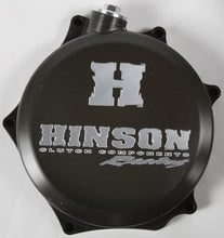 Load image into Gallery viewer, Hinson clutch cover for Honda RMZ250 engine, black metal with detailed branding and mounting holes visible.