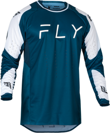 Fly Racing Evolution DST jersey in navy and white, XL size, featuring breathable fabric and stylish motocross design.