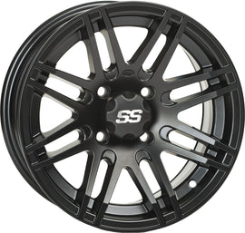 ITP SS316 M.Blk off-road wheel with 12x7 inch size, 4/110 bolt pattern, 5+2 offset, matte black finish.