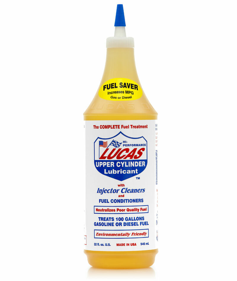 LUCAS Injector Cleaner 32 Oz bottle, automotive chemical for fuel injectors, with a clean label and safety cap.