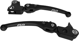 Flo Motorsports MX style black lever set for Harley Davidson Fxd 1996-2017, includes clutch and brake levers.
