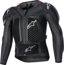 Load image into Gallery viewer, Alpine Star Youth Bionic Action V2 Protection Jacket in black, size small/medium, with padded armor and adjustable straps.