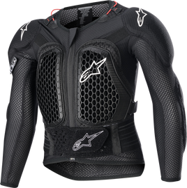 Alpine Star Youth Bionic Action V2 Protection Jacket in black, size small/medium, with padded armor and adjustable straps.