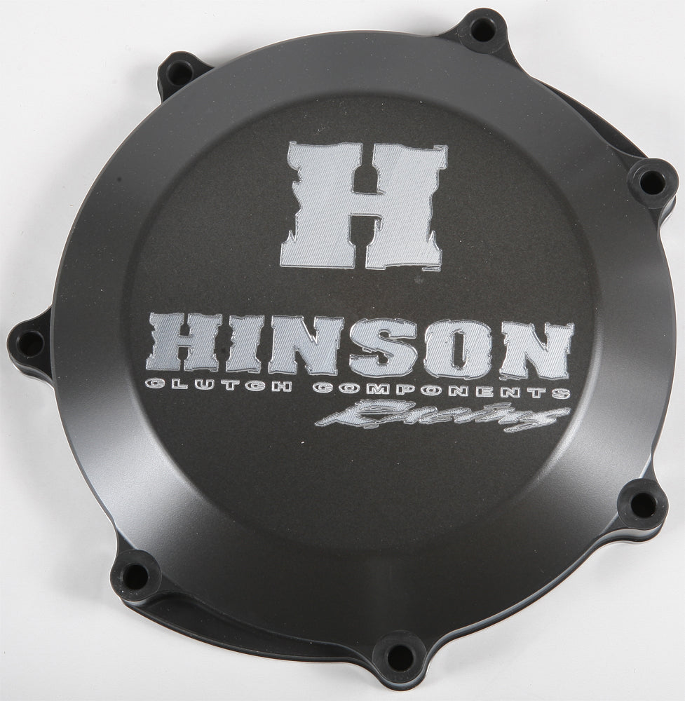 Hinson clutch cover for Yamaha YZ/Wr450f 2003-2009 engine, black metal with mounting holes and brand logo