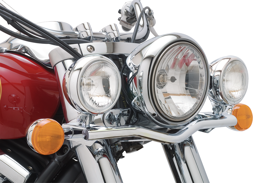 Chrome Cobra Light Bar for Kawasaki Vn900 Classic and LT models, illumination component, with mounting details visible.