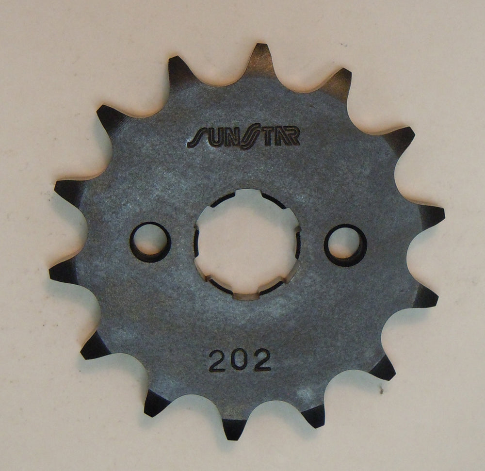 Sunstar front CS sprocket 13T for 428 chain, black metal bicycle component with Sunstar branding, close-up view