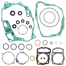 Vertex Complete Gasket Set with Oil Seals, featuring various gaskets and seals for engine repair, shown in the image.