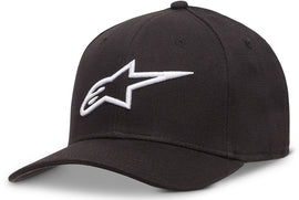 Alpine Star Curve Hat in black and white, size large/x-large, featuring a curved brim and sporty style.