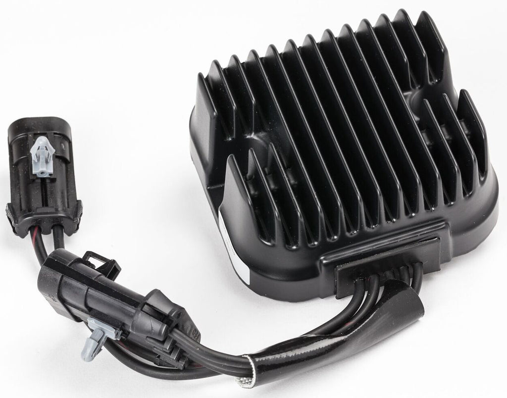 Ricks Motorsport Electric regulator and rectifier for motorcycle electrical systems, shown in a close-up image.
