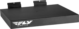 Fly Racing Single Helmet Shelf 363-9916 mounted on a wall, showcasing a sturdy black helmet storage solution for motorcycle gear.