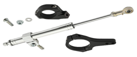 Polished HardDrive steering damper kit for Harley FXLRST 2020-2025, featuring durable components for improved handling and stability.