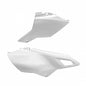 White Polisport Plastics side panels for Suzuki DR400, restyle body parts, shown on a motorcycle.