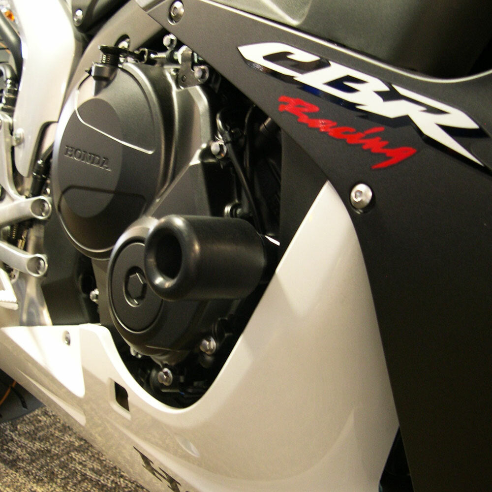 Black Shogun Industries Frame Sliders for motorcycles, body protection with durable mounting hardware.