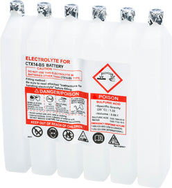 Fire Power sealed battery electrolyte pack, 660cc, for vehicle batteries, shown in a clear image with labeled container.