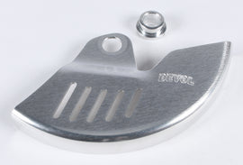 Devol Yamaha YZ250 rear disc guard, black protective cover with mounting brackets, designed for off-road motorcycle durability.
