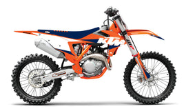 DCOR KTM racing graphics and decals kit in black for SX and F125-450FE models, featuring bold design elements.