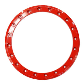 Red Raceline beadlock replacement ring for 15-inch wheels, model Ryno 570-2055, shown in close-up on a vehicle wheel.