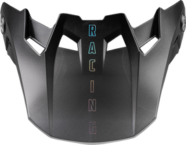 Fly Racing Formula CC driver helmet visor in black, charcoal, and white for medium/large size, featuring a sleek aerodynamic design.