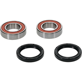 Pivot Works Drive Wheel Bearing Kit Premium 22-51404P with metal components and packaging, designed for motorcycle wheel assembly.