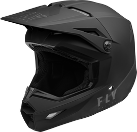 Fly Racing Kinetic Solid Helmet in matte black, XS size, featuring a sleek, aerodynamic design for motorcycle or motocross riding.