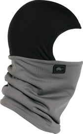 Turtle Fur Comfort Shellaclava headgear in carbon color, close-up view showing soft, stretchy fabric for warmth and comfort.