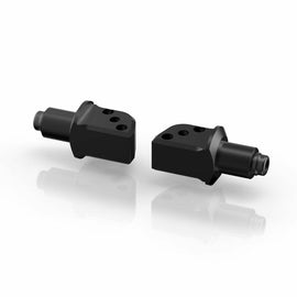 RIZOMA passenger footpeg mount kit in black with metal components, designed for motorcycle footpeg installation.