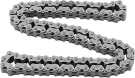 Hot Cams engine cam chain with metal links and tensioner, designed for motorcycle engine performance and durability.