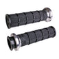 ODI Grips Lock-On Hart-Luck Full-Waffle black and silver motorcycle handlebar grips, 1-inch size with secure locking mechanism.