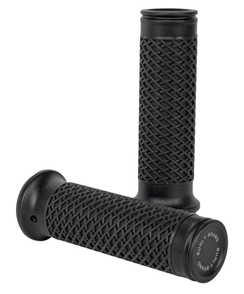 Black Burly Brand Slash Cut Grip Set for 7/8-inch handlebars, featuring durable rubber grips with a distinctive slash cut design.