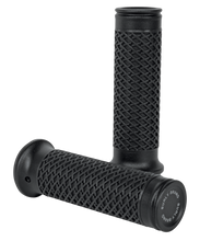 Charger l'image dans la galerie, Black Burly Brand Slash Cut Grip Set for 7/8-inch handlebars, featuring durable rubber grips with a distinctive slash cut design.
