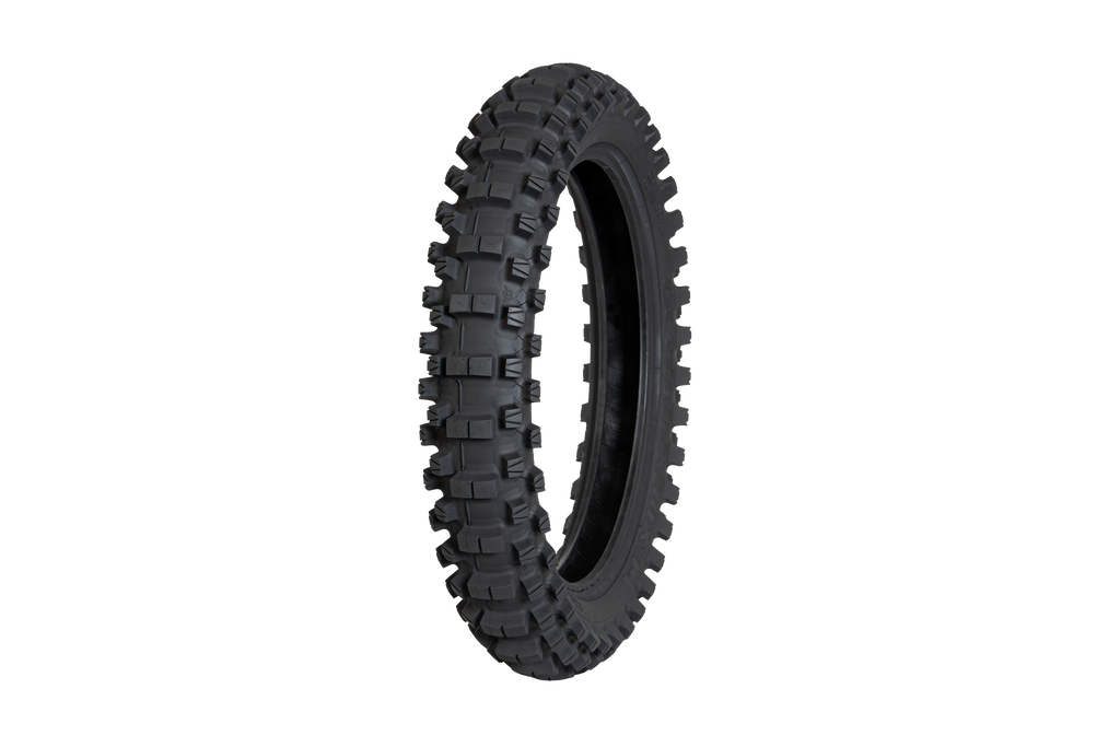 Dunlop Geomax MX34 rear motorcycle tire 120/90-19 bias tire with tread pattern for off-road motocross riding.