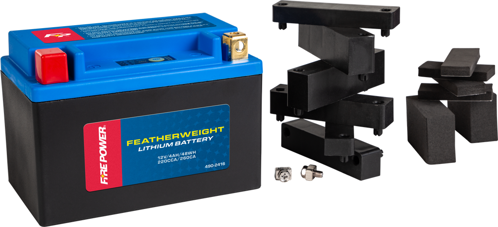 Fire Power Featherweight Lithium Battery 12V 220 CCA, 48Wh, compact automotive battery with positive and negative terminals