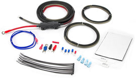 Scosche 8 Gauge Amp Install Kit for audio systems, showing cables and connectors in a vehicle installation setup.