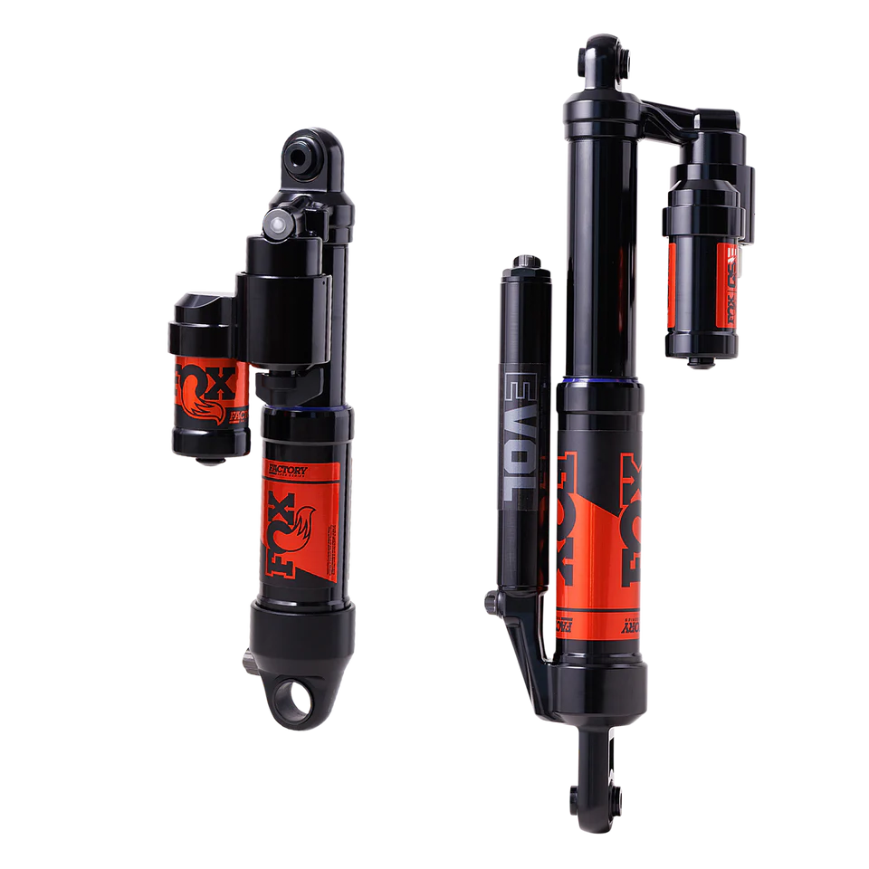 Fox Factory Series rear shock kit Float 3 Qs3 and Float 3 Evol Qse suspension components, shown in the image.