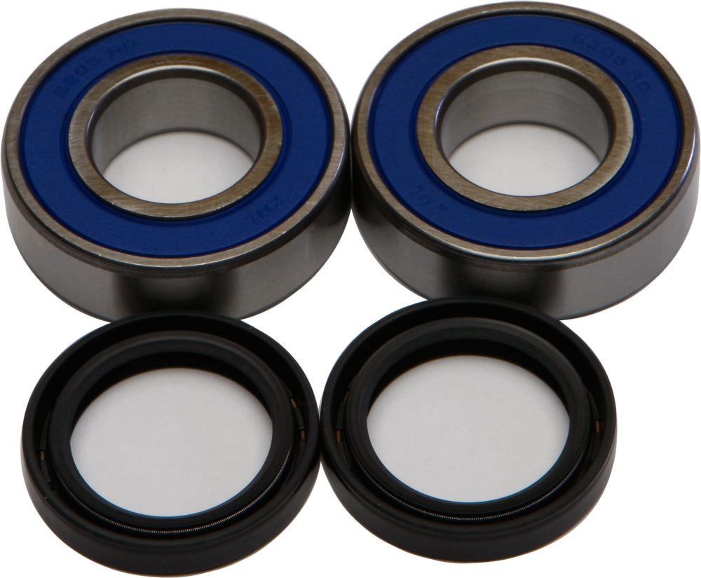 All Balls Drive Wheel Bearing and Seal Kit 22-51274 showing metal bearings and black rubber seals for motorcycle wheels.