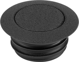 HardDrive black wrinkle gas cap pop-up style for Rh `96-17 vehicles, durable design, shown in image with textured finish.