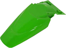 Load image into Gallery viewer, Acerbis green rear fender for motorcycle, showcasing its curved plastic design and mounting points in a close-up view.