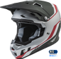 Fly Racing Formula CC driver helmet in matte silver, red, and white, size small, featuring aerodynamic design and racing graphics.