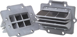 Moto Tassinari Delta 2 Reed Valve for Yamaha Twins, showing the intake and carburetor system with metal reed plates.