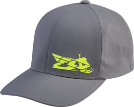 Fly Racing Fly Primary hat in grey and hi-vis colors, size small/medium, casual unstructured cap with adjustable strap.