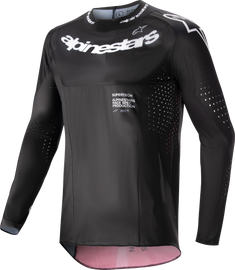 Alpine Star Supertech Ward Jersey in black and red berry, XL size, showcasing breathable fabric and sporty design.