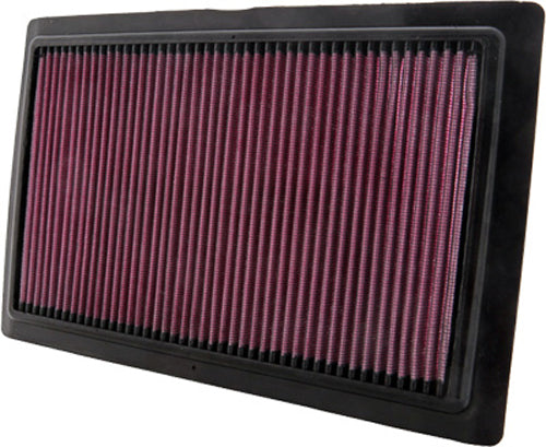 K&N Air Filter 701108 showing a close-up of the high-performance air filter with pleated cotton media and rubber frame.