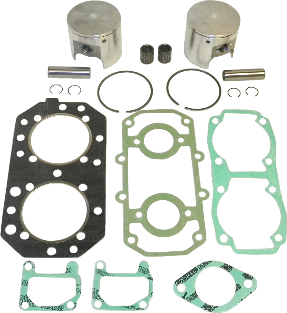WSM Performance Parts Complete Top End Kit with pistons and components for engine rebuild, featuring metallic pistons and precision parts.