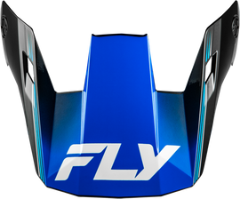 Fly Racing Rayce Repeat helmet visor in black and blue, designed for XS to LG size helmets, showcasing the visor's details.