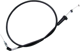 Motion Pro black vinyl throttle cable for motorcycles, showing the cable with connector ends and flexible black outer sheath.