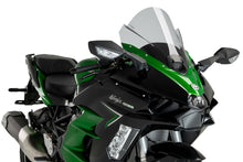 Load image into Gallery viewer, PUIG Z-Racing Smoke Windscreen for Kawasaki motorcycle, durable windshield with tinted smoke finish and aerodynamic design