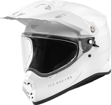 Load image into Gallery viewer, Fly Racing Trekker Solid White Helmet in size Small, showing the sleek design and ventilation features.